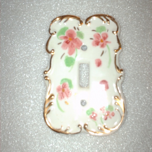 antique hand-painted porcelain light switch plates - Picture 4 of 7